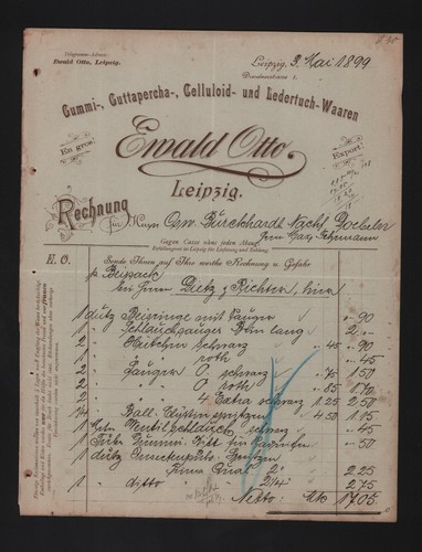 Leipzig rechnung 1899 ewald - leipzig,,