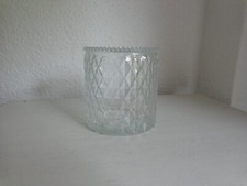 Glas Vase / Windlicht - geschliffen Diamant Muster rund Form Höhe 12,5 cm ⌀ 12cm