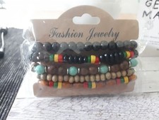 5 Armbänder Holzperlen  Indianerschmuck  NEU  OVP  Nr 3