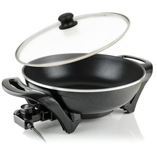 1500W Elektrische Pfanne mit Deckel Elektropfanne Wok Multipfanne Partypfanne