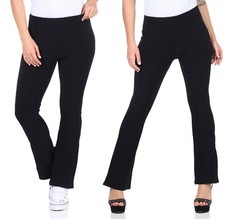 Schlaghose Damen Leggings mit Schlag Stretch uni schwarz o. Nadelstreifen 36-48