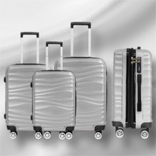 DMS Trolley Hartschalenkofferset Reisekofferset 3-Teilig 4 Rollen BK-3002 Silber