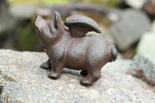 Gusseisen Schwein mit Flügeln Garten Deko Figur Metall
