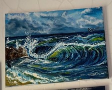 Acrylbild Meer Handgemalt 40x30 Cm Leinwand Original Unikat