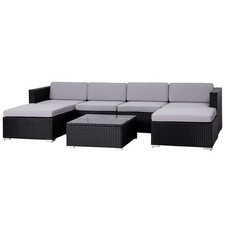 B-Ware SVITA LUGANO Polyrattan-Lounge Garten-Möbel Set Garten-Sofa Schwarz
