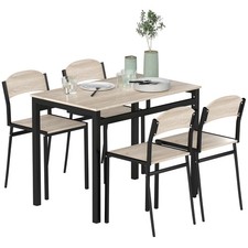 Essgruppe 5-Teilig 100 x 63cm Esstisch mit 4 Stühlen für Esszimmer, Küche, Eiche
