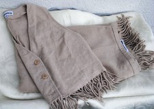 2-tlg.Set von Biba Gr.34..XS..,langer Rock mit Schlitz+ Weste...Fransen...Beige