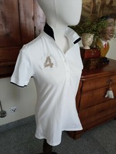 Luxus Damenpolo ? ETIQUETA NEGRA ? weiss mit blauen Akzenten Gr. L