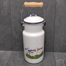 Emaille Milchkanne Münder Gänse Aufdruck Blau Weiß • Ca. 28cm Groß 