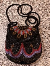 ALTE PERLEN TASCHE VINTAGE HANDTASCHE FÜR THEATER 15 X 16 cm kl u gro INNENFACH