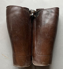 Paar Sturm Gamaschen Leder braun Deutsches Reich getragen Ausrüstung 1-2WK Deko