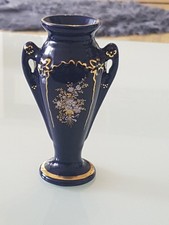 AMPHORE KLEINE VICTORIA VASE KOBALTBLAU-GOLD/STEMPEL.