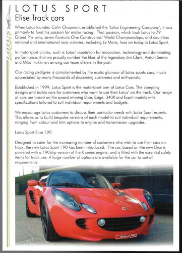 Lotus sport elise 190 - lotus,