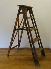Französische Holz-Trittleiter Dekoleiter Bockleiter 118 cm Antik-Patina