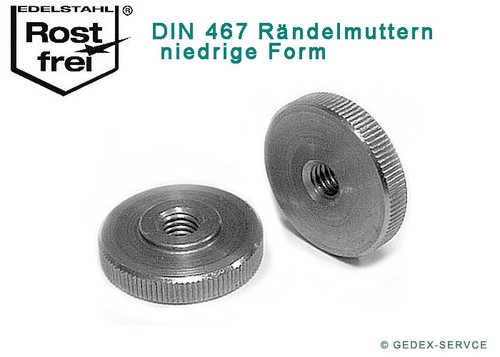Stk rändelmutter flach din - stk,
