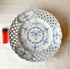 antiker Rauenstein Durchbruchteller Obstteller 19.Jhd handgemalt Strohblume 26cm