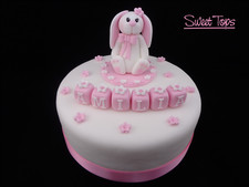 Mädchen Kaninchen personalisierte handgefertigte Zuckerpaste Geburtstag Kuchen Topper