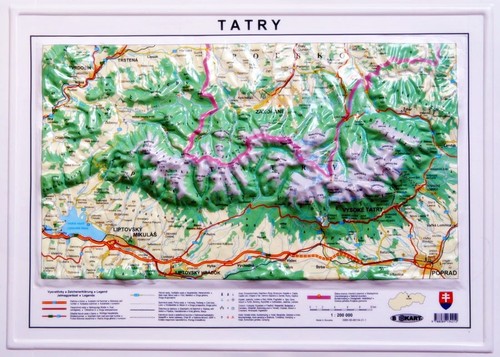 Tatra gebirge reliefkarte - tatra-gebirge.,