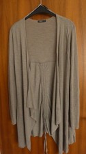 Damen Strickjacke Feinstrick schlammfarben Gr. 44 Langarm lang offen ausgefallen