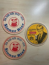 3 alte Bierdeckel Sinner Karlsruhe (+1972), 2x Impr., Daxlanden und Aue 1965