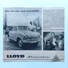 1958 Lloyd Alexander Automobil KFZ Werbung Werbeanzeige Reklame Advertising