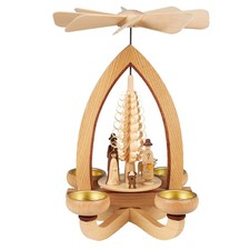 Lorenz Erzgebirge Teelichtpyramide klassisch Weihnacht Holzkunst Handwerk 28 cm