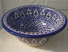 HANDBEMALTES KERAMIK HANDWASCHBECKEN * FES KERAMIK 30 cm blau & weiß
