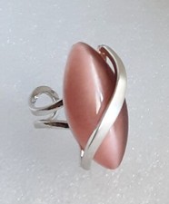 imposanter silberner Ring Shuttle Cabochon rosa verstellbar Gr. 52 bis 57 3772