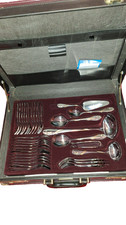 Besteck im Koffer, 70 Teile, 12 Personen, Edelstahl, Gabel, Löffel, Messer 
