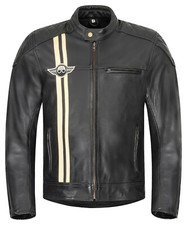 Herren Motorradjacke XLS Classic Stripes Motorrad Lederjacke Retro schwarz