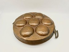 antike alte Kupfer Pfanne Liwanzen- Schnecken-  Eier- Pförtchen- /Messinggriffe