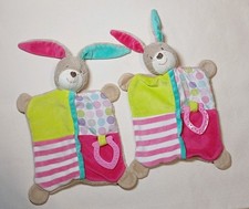 Topomini 2 X HASE Schmusetuch Kuscheltuch Ernstings rosa pink bunt grün Punkte 