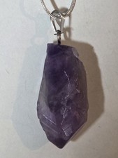 Neu 925 Sterling Silber Anhänger Echter Amethyst Rohstein Natur Kette 50cm L.