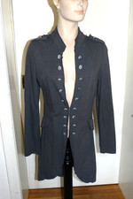 dunkelgrauer Damen Blazer Gehrock Gr. 38 Military Look Offiziersstyle Gothik NEU