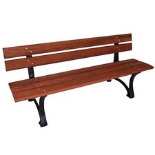 Gartenbank LUZERN Gusseisen Eukalyptus-Holz Schwarz Garten Bank Sitzbank outdoor