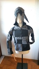 Goa Psy Jacke schwarz grau & Zipfelkapuze Boho Kapuzenjacke Ethno Hippie Elfen