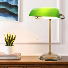 Bankers Desk Lamp, Green Glass