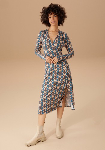 Midikleid jerseykleid langarm - midikleid,