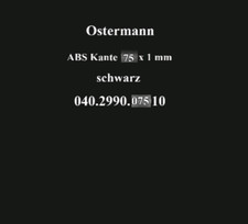 1 lfm Ostermann ABS-Kante Umleimer Schwarz glatt 75 x 1 mm ohne Schmelzkler