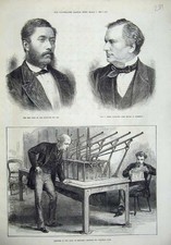 Original alter antiker Druck 1873 Bank England Maschine GSandwich King Burrows