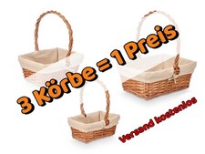 Set aus 3 Weidenkörbe rechteckig Weidenkorb Präsentkorb Korb