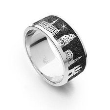 DUR Schmuck Ring "Hamburg II" Nachtring Lavasand Silber 925/- rhodiniert (R4820)