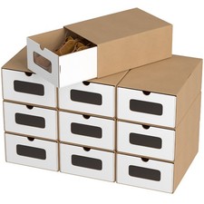 10X Schuhboxen Stapelbar Ordnungsbox Set Karton Schuhkarton Aufbewahrung Pappe