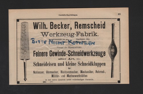Remscheid werbung 1909 wilh - werbung,