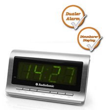 XXL Display Radiowecker mit Grüne Anzeige Wecker Sleep-Timer Silber NEU