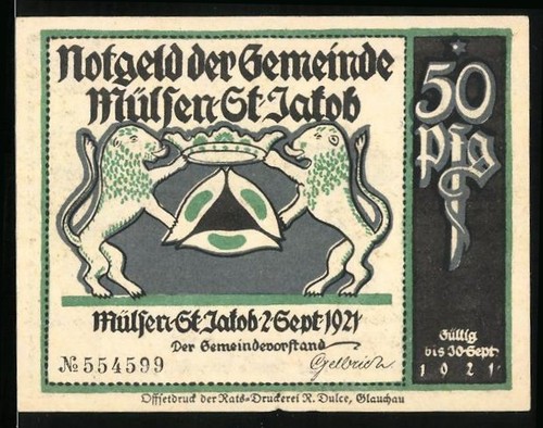 Notgeld mülsen jakob 1921 - notgeld,