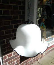 Jugendstil Retro Hängeleuchte Deckenlampe  Blütenform Glas Chrom Retro