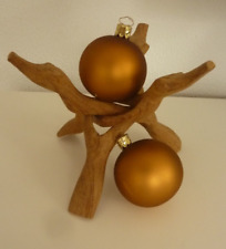 2  Glas Christbaumkugeln Christborn Mundgeblasen ca. 6,5 cm Matt Bronze Braun