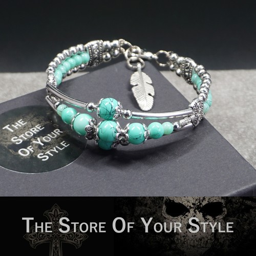 Armband boho türkis - türkis, silber