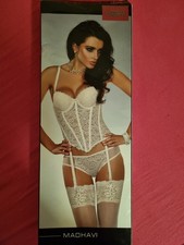 Chilirose Nachtwäsche Korsett Set Pusch Up 80C 40 L 42  XL Weiß Braut Hochzeit